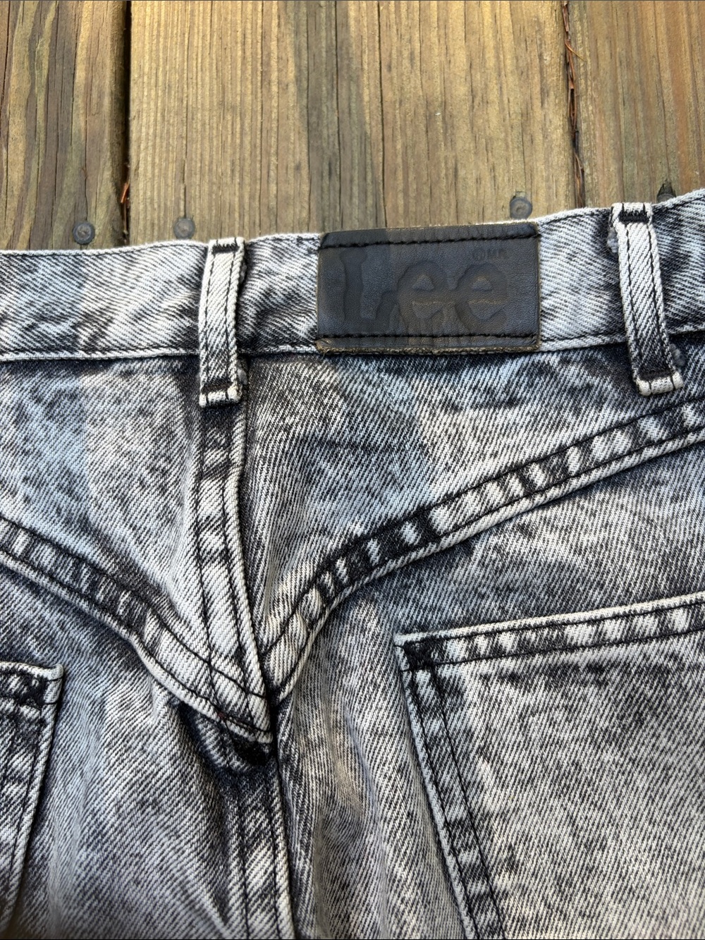 Womens Vintage acid Washed Gray Straight-Leg Jeans Lee - Picture 6 of 6